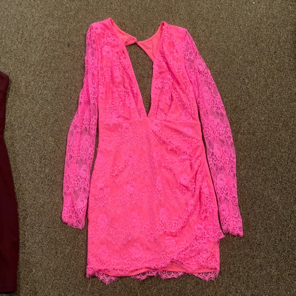 Mini pink xtaren lace dress
